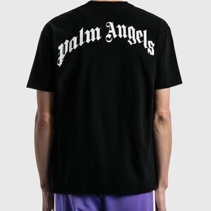 Palm Angels Black Tee with White Logo